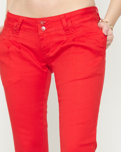 Pantalon taille basse pour femmes en tissu rouge - Vêtements