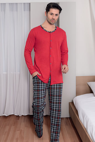 Pyjamas en coton pour homme de la marque Royalfashion à carreaux