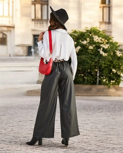 Pantalons larges en cuir éco pour femmes de Royalfashion