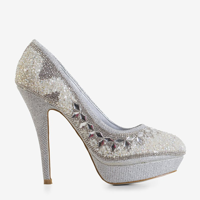 Escarpins argentés brillants sur talon aiguille Diann - Chaussures