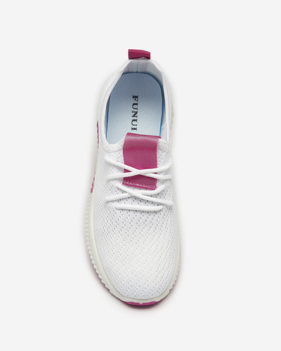 Chaussures de sport blanches pour femmes avec inserts fuchsia Kedeti - Footwear
