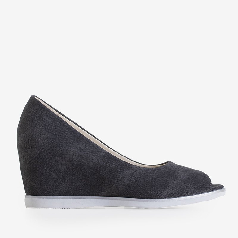 OUTLET Chaussures compensées peep toe femme gris foncé Kaqia - Chaussures