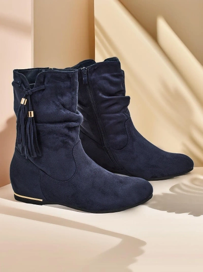 Royalfashion Bottines à talon compensé intérieur en éco daim Lovely