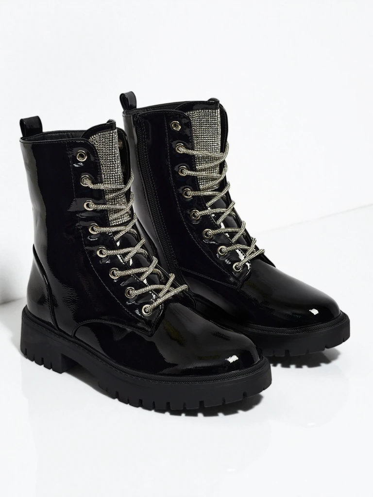 Bottines vernies à lacets pour femmes Fjorra