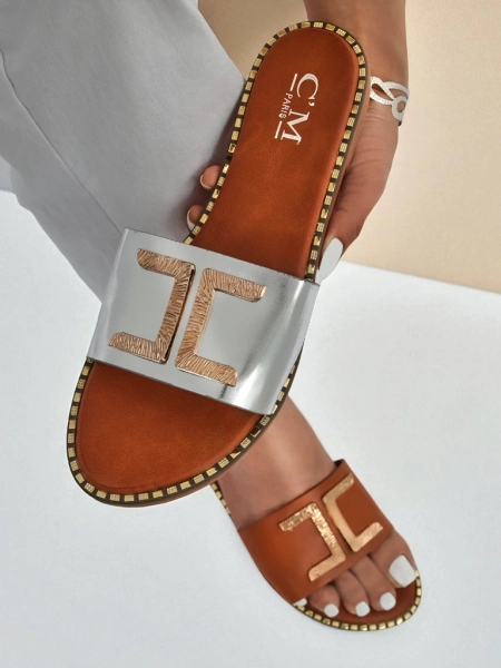 Royalfashion Mules en cuir écologique pour femme avec décoration Gildra