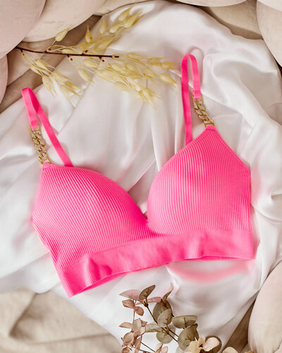 Royalfashion Soutien-gorge côtelé pour femme avec bretelles décoratives