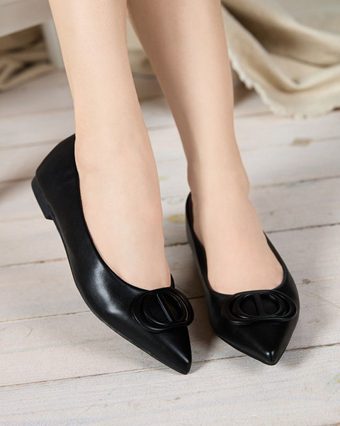 Ballerines pointues noires pour femme avec ornement sur le bout Manico - Footwear