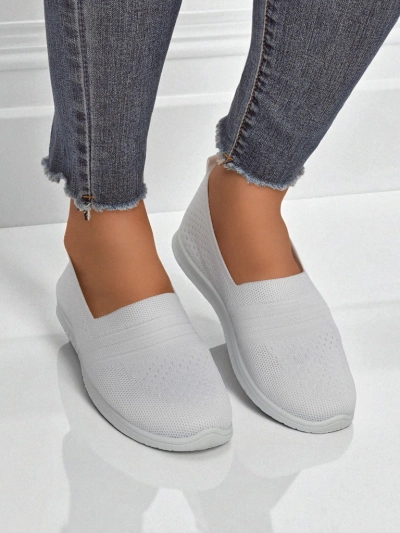 Ballerines blanches pour femmes Ariadne en tissu respirant sur semelle plate