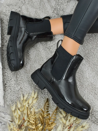 Bottines en cuir écologique verni Oryss