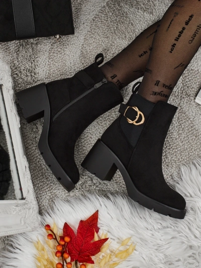 Bottines femme en daim écologique à talon bloc Solenya