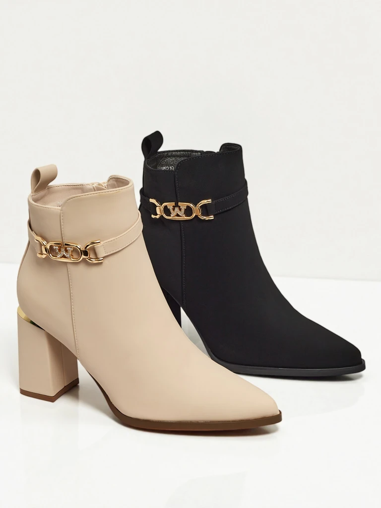 Bottines femme éco suède à talon bloc Ostirena