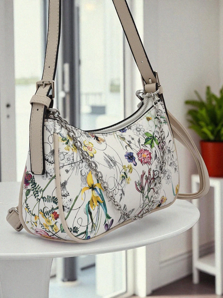 Royalfashion Petit sac à main pour femme en cuir écologique avec motif floral Lily Bloom