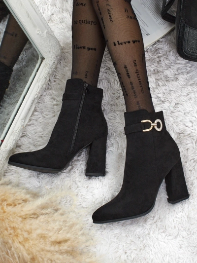 Bottines femme en éco-daim à talons épais Victi