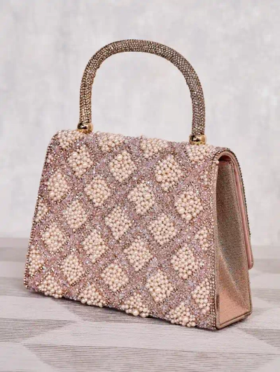 Royalfashion Petit sac à main pour femmes avec zirconia et perles