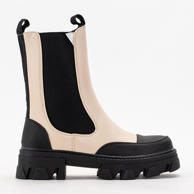 Bottes beiges pour femmes sur une semelle massive Rosidi - Chaussures