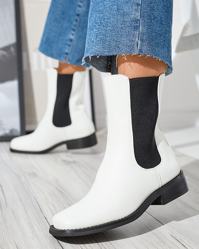 Bottines Astra Blanches en Cuir Élégantes pour Femmes pour l'Automne