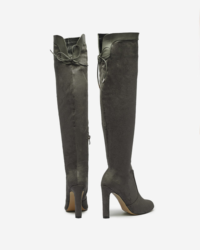 Gris foncé bottes à lacets pour femmes Cenolli- Footwear