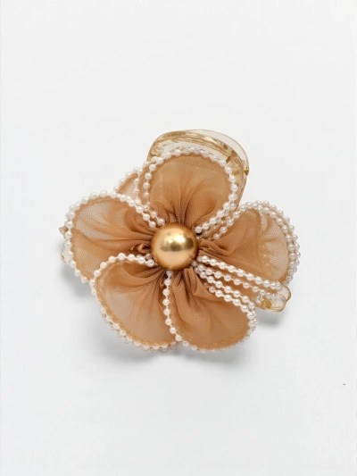 Royalfashion Pince à cheveux avec perles et fleur en tulle