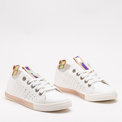 Baskets Kowen blanches avec insert en or rose - Footwear