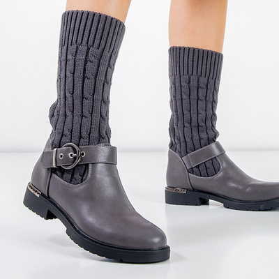 Bottes grises avec une chaussette décorative Kyla - Footwear