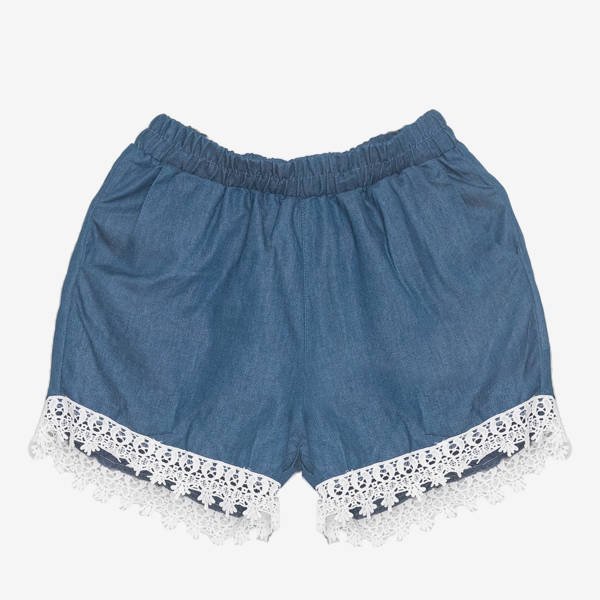 Short court femme bleu avec dentelle - Vêtements 1