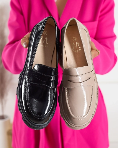 Mocassins laqués sur semelle massive en noir Desila - Chaussures