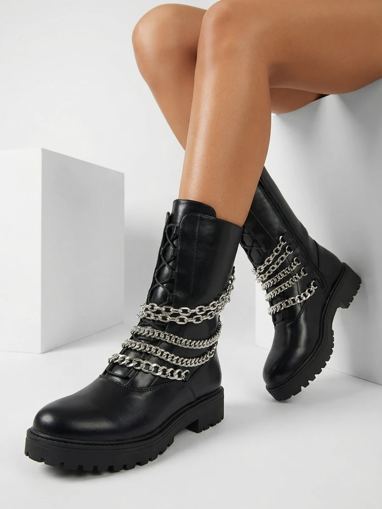 Royalfashion Bottes bagger pour femme en noir Goserre