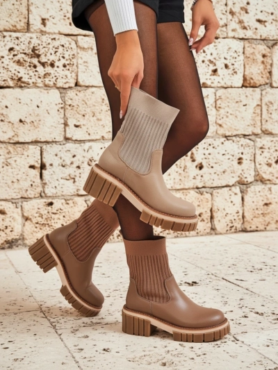 Bottines pour femmes à talon bloc en cuir écologique Ivy Storm