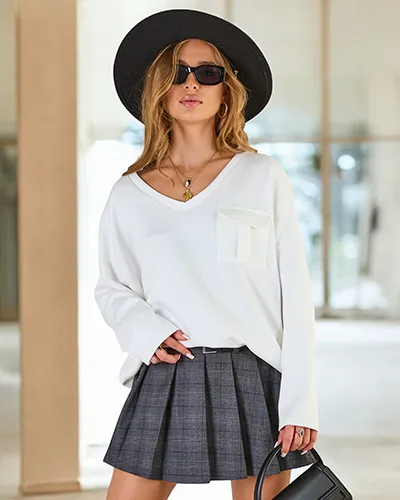 Royalfashion Sweat mince en coton pour femme