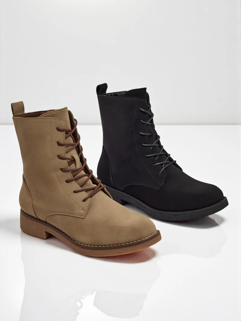 Bottines lacées mates en cuir écologique pour femmes Treviline