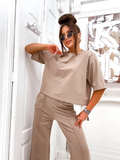 Ensemble en coton Royalfashion pour femmes avec pantalon évasé