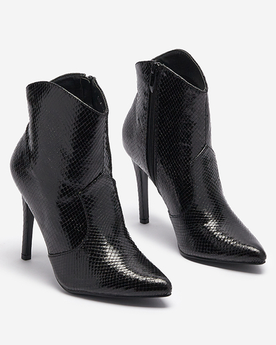 Bottes à talons aiguilles noires avec gaufrage Meshlia - Chaussures