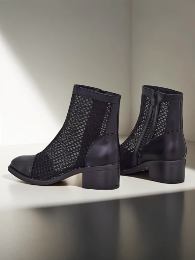 Royalfashion Bottines à talons bas pour femmes perforées Rowices