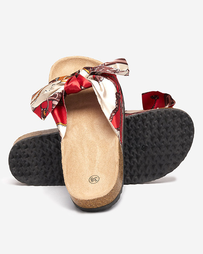 Pantoufles rouges pour femmes avec une tige en tissu à la mode Laneso - Footwear