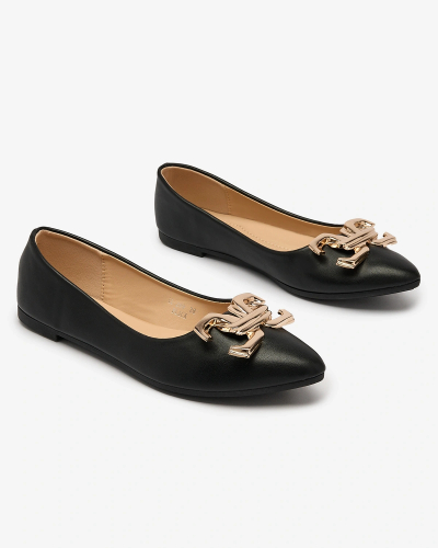 Royalfashion Ballerines noires à bout pointu pour femme avec embellissement sur le nez Figgda