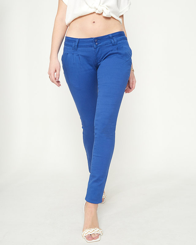 Pantalon femme cobalt taille basse tissu - Vêtements