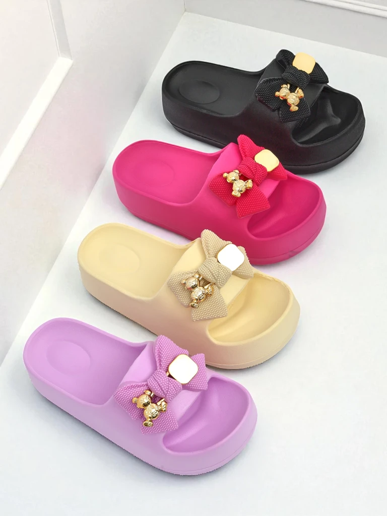 Royalfashion Tongs en caoutchouc pour femme avec nœud décoratif Alday