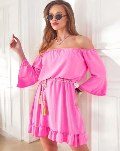 Robe mini pour femmes Royalfashion de style espagnol avec des manches longues et des strass