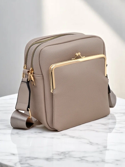 Sac à main carré pour femmes, en éco-cuir, de petite taille, avec 2 compartiments