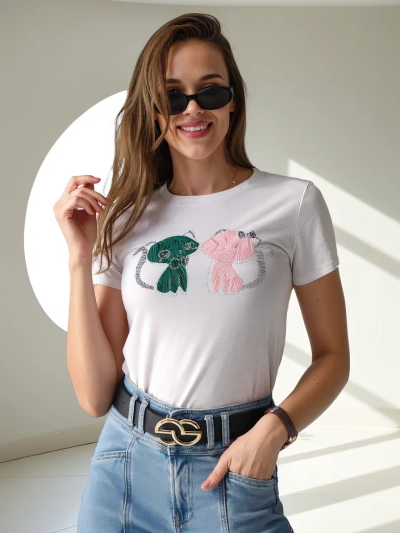 T-shirt en coton pour femmes Royalfashion avec des chatons