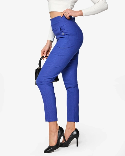 Pantalon teggings bleu pour femmes TAILLE PLUS- Vêtements