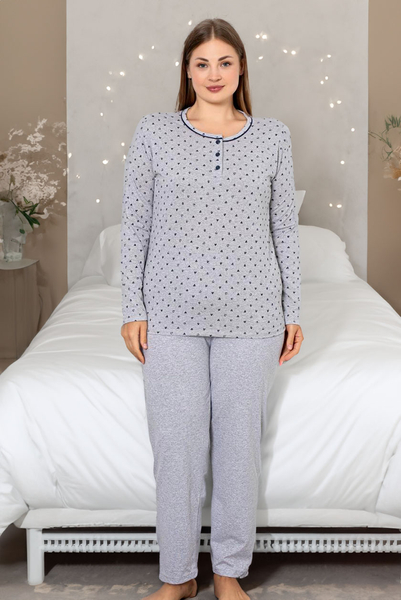 Ensemble de pyjama en coton pour femmes Royalfashion en 2 pièces avec cœurs GRANDE TAILLE