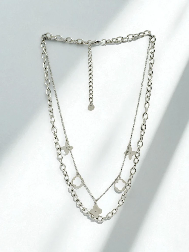 Collier argenté Florentia Stella – chaîne double, tendance