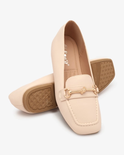 Royalfashion Mocassins pour femme beige avec ornements dorés Olerika