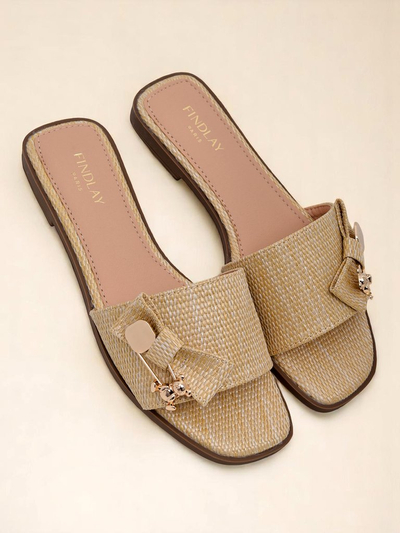 Royalfashion Mules en paille pour femme Sandales Aurelia