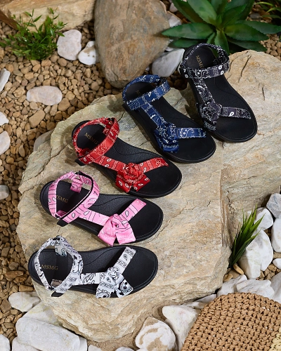 Royalfashion Sandales rouges pour femme avec nœud Oyall