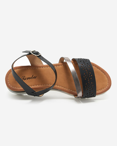 OUTLET Sandales femme noires à semelle compensée basse Dotif- Footwear