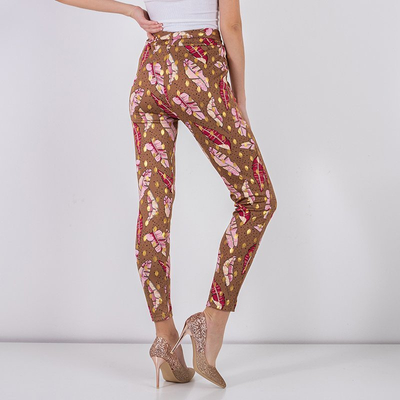 Treggings plumes marron femme - Vêtements