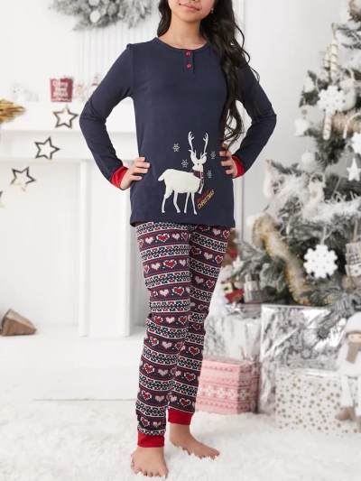 Pajamas en coton pour enfants Royalfashion Noël avec renne polaire