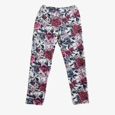 Pantalon de survêtement en coton blanc avec fleurs multicolores - Pantalon 1